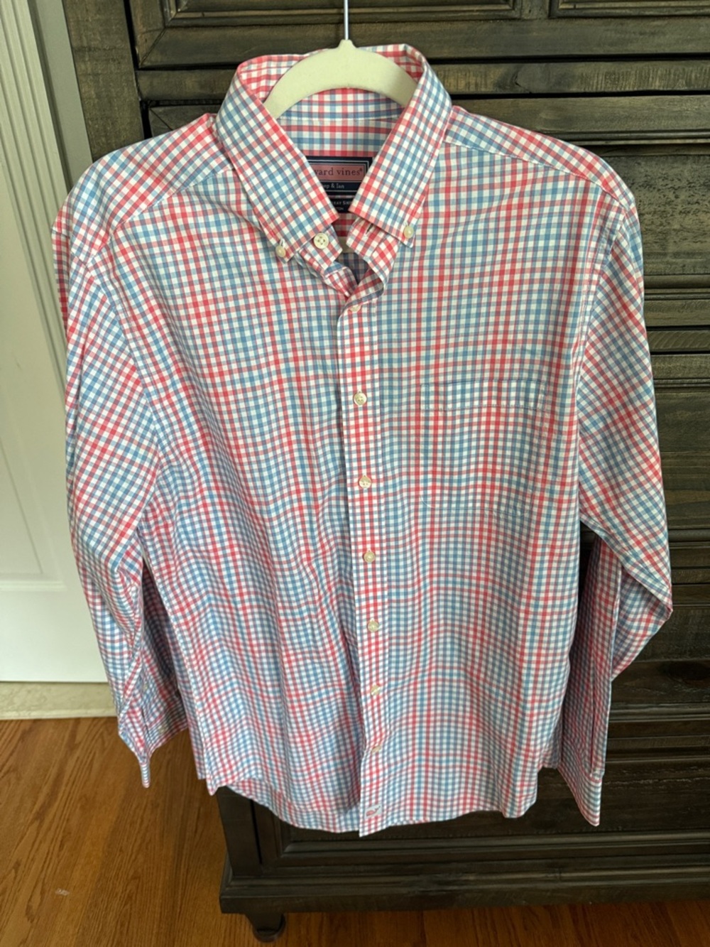 Vineyard Vines Slim Fit Murray Shirt Pink/Red and Blue Gingham Button-Down Shirt